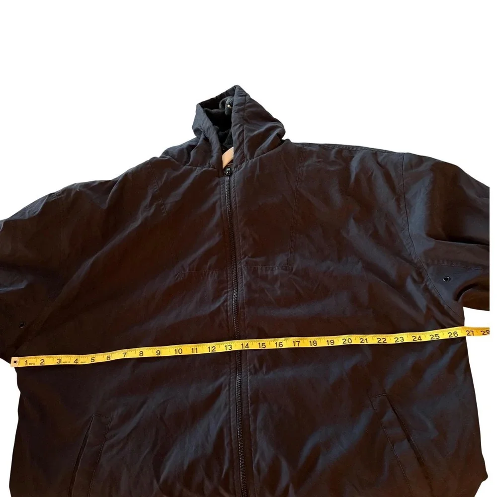 NATURALIFE Black Hooded Zip Up Jacket Lined w/Gray Fleece Outerwear‎ Mens LARGE